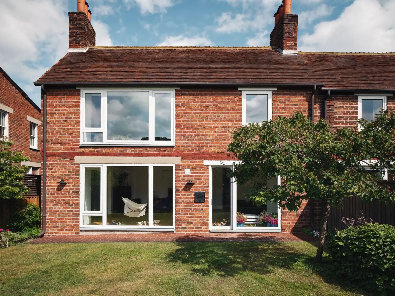Freshly fitted double glazing on a UK terraced house